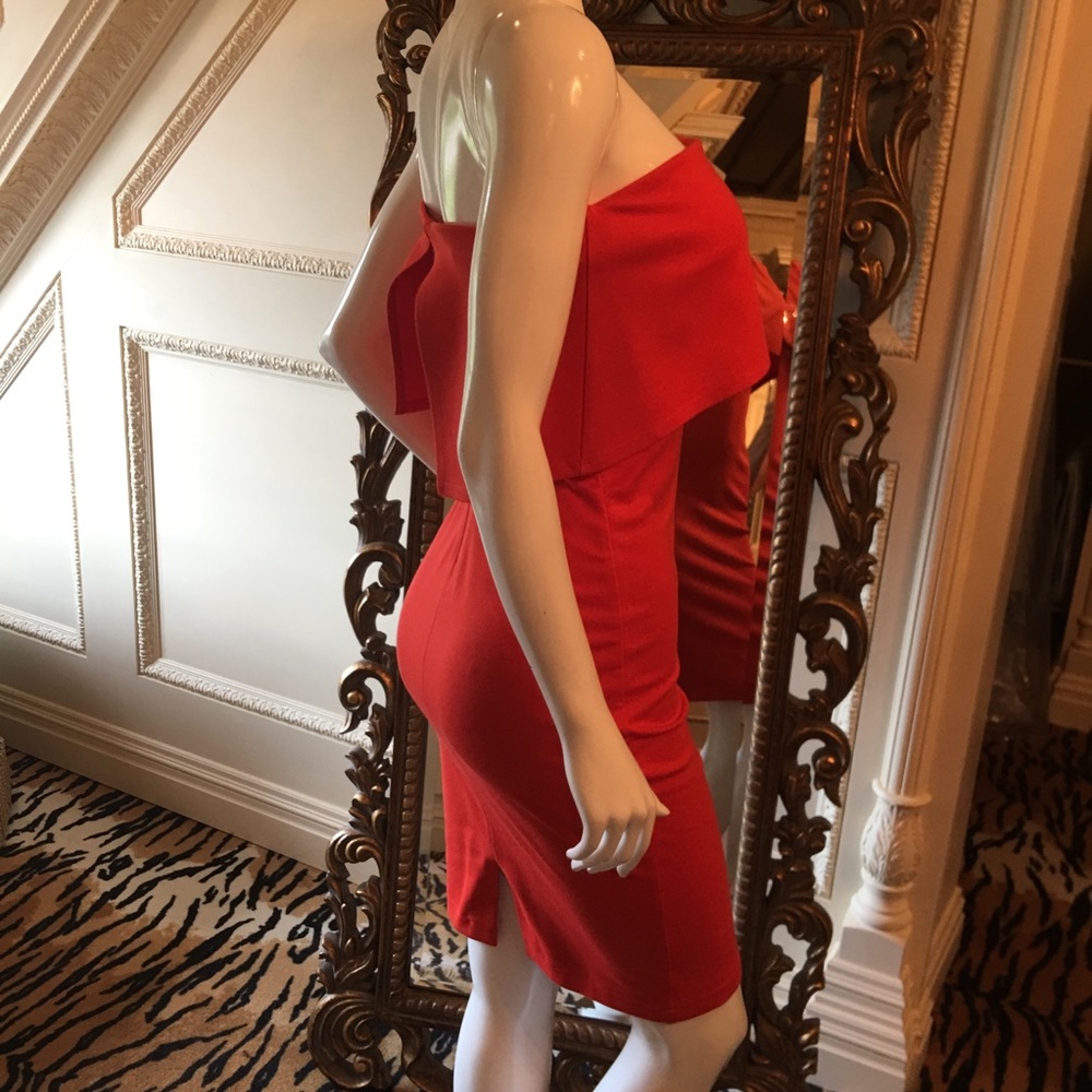 Bebe dark orange strapless dress